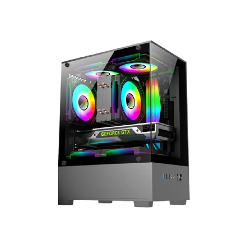 Aptech CS40 3 ARGB Fans Desktop Gaming Case Black