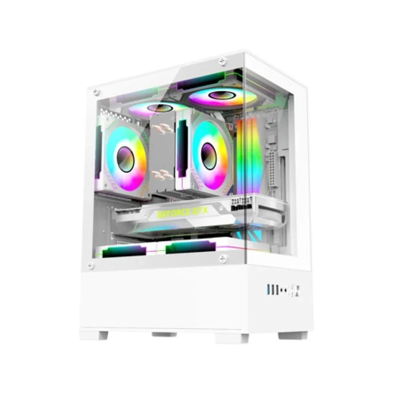 Aptech CS40 3 ARGB Fans Desktop Gaming Case White