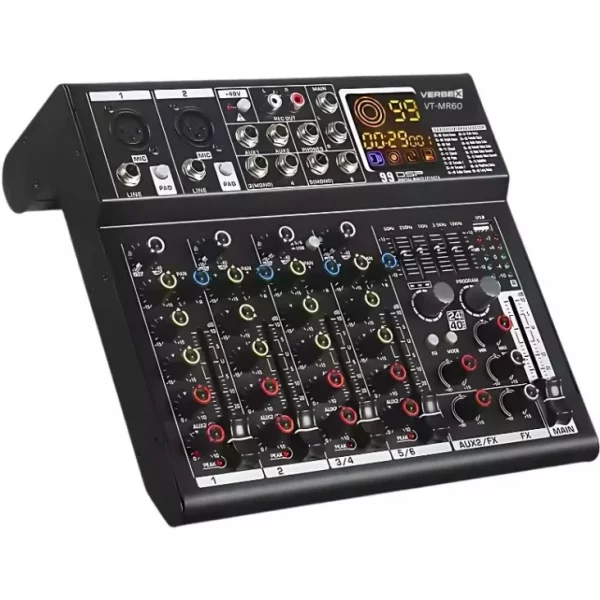 Verbex VT-MR60 Professional 6 Channel USB Power Amplifier Audio Mixer ...