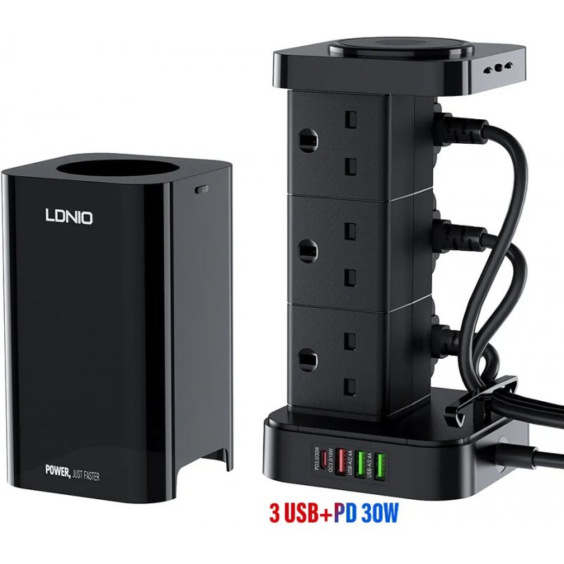 Ldnio SKW6457 2500W Tower Socket with 15W Wireless Charger