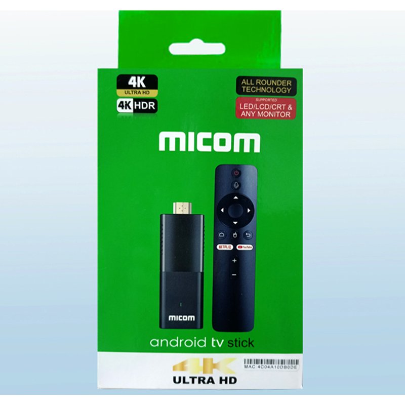 Micom MC-107 4K Android TV Stick 2GB RAM & 16GB ROM Micom MC-107 4K Android TV Stick 2GB RAM & 16GB ROM