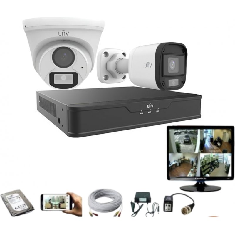 4-CH DVR 2-Pcs Camera & 17" Monitor CCTV Package