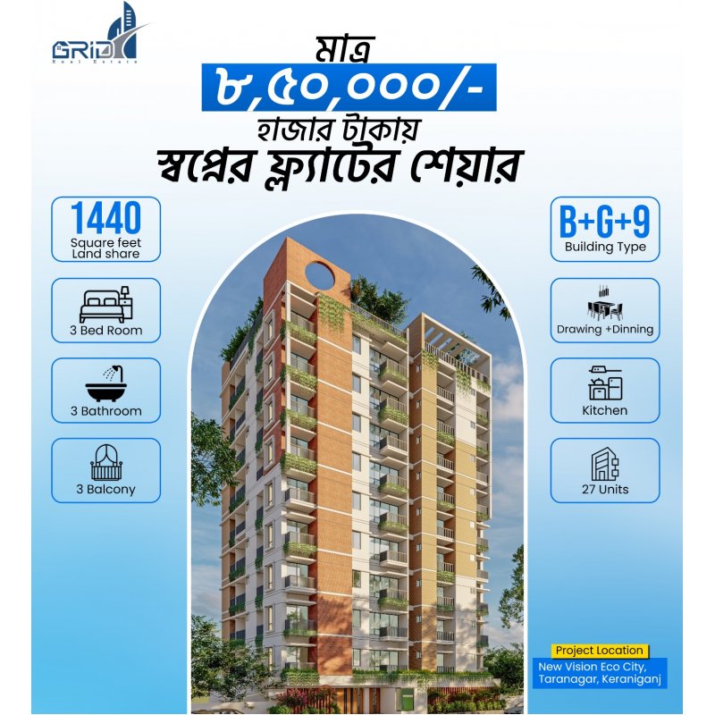 1440 Sqft Ready Flat Sale at Keraniganj, Dhaka