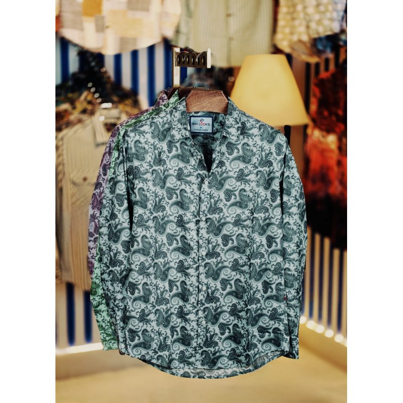 Shy Look Pure Cotton Full-Sleeve Print Shirt for Men