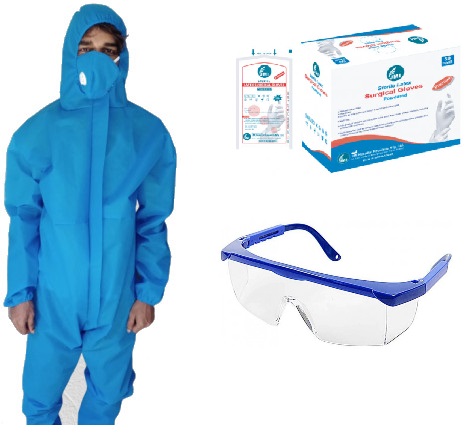 Washable PPE with Mask / Goggles and Hand Gloves