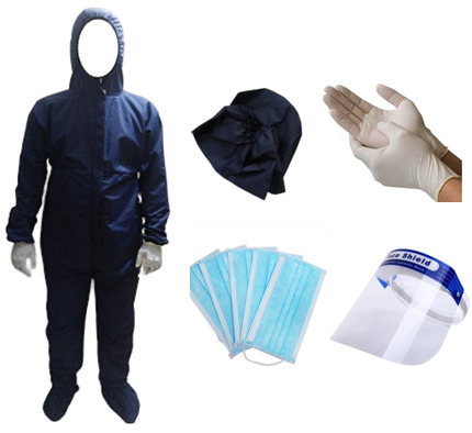 PPE with Face Mask / Shoe Cover / Hand Gloves