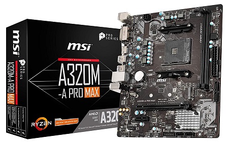 MSI A320M-A Pro Max AMD Ryzen AM4 m-ATX Mainboard