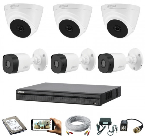 CCTV Package 8-CH XVR 6-Pcs Camera 1000GB HDD