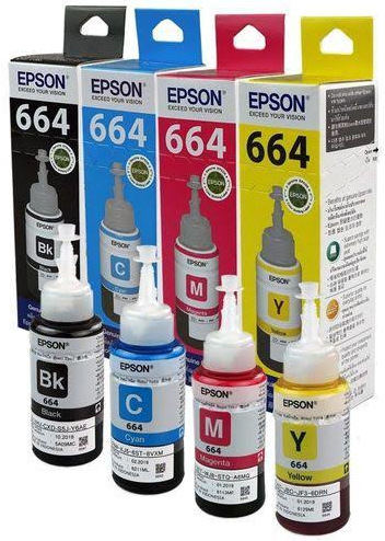 Epson 664 4-Pcs Set Original Printer Color Ink Bottle Refill