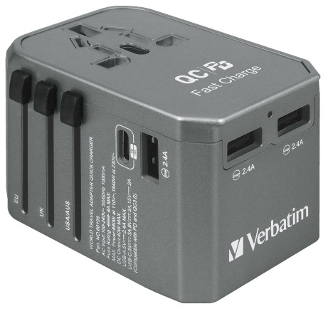 Verbatim 4-Port QC / PD Universal Travel Adapter