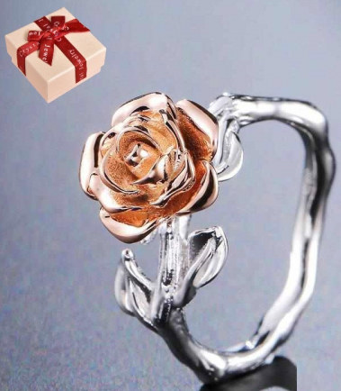 Rose Flower Finger Ring with Box