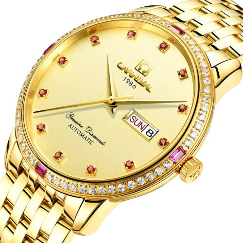 Carnival Red Diamond Automatic Mechanical Gold Watch