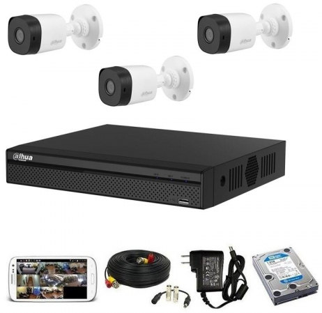 CCTV Package Dahua 4CH XVR 3Pcs Camera 500GB HDD