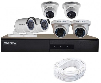 CCTV Package Hikvision 8-CH DVR 6-Pcs 2MP HD Camera