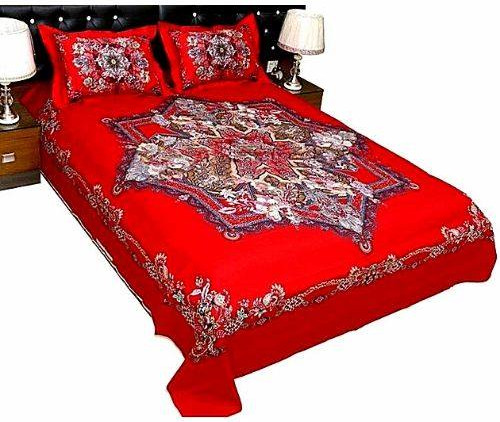 Multi Design Red Color Bed Sheet