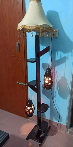 Corner Stand Hurricane Lamp with Shade