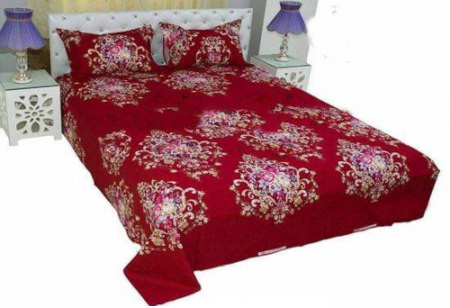 Double Size Bed Sheet with Matching Two Pillow Cover