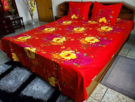 Flower Print Twill Cotton 1 Bed Sheet & 2 Pillow Cover