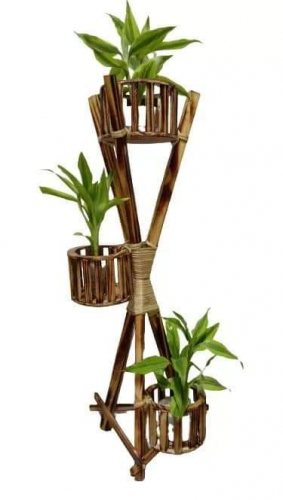 Bamboo and Cane Plant Stand