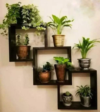 Wooden Wall Hanging Shelf- Black