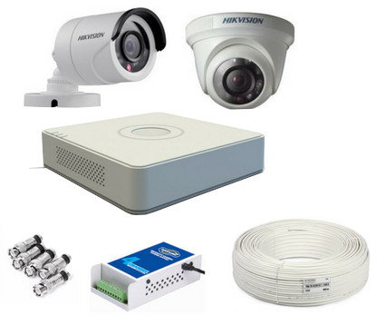 CCTV Package Hikvision 4-CH DVR 2-Pcs 2MP HD Camera