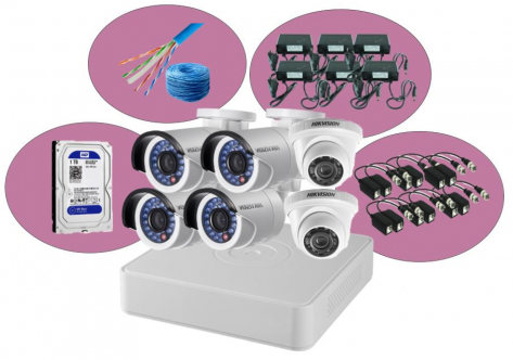 CCTV Package 8-CH DVR with 6-Pcs Camera