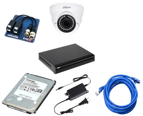 CCTV Package 4-CH Dahua XVR-1A04 4-Pcs 2MP Camera