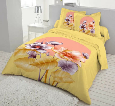 Yellow Color Double Size Cotton Bed Sheet