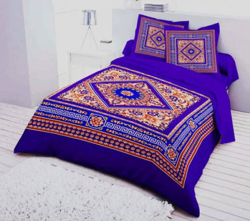 Multicolor Deshi Cotton King Size Panel Bed Sheet