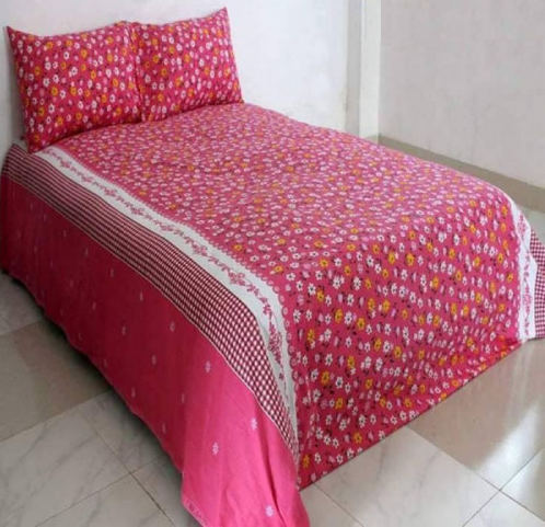 Matching Pillow Cover Double Size Cotton Bed Sheet