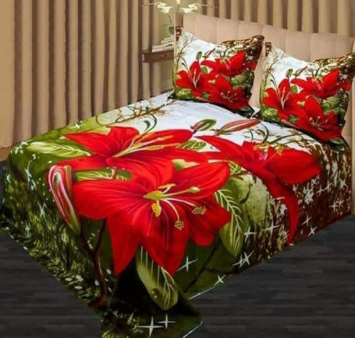 Jaba Flower Print Double King Size Bedsheet Set