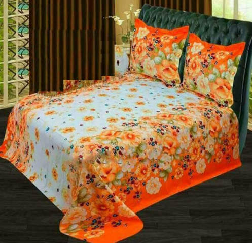 Floral Print Double Size Cotton Bed Sheet