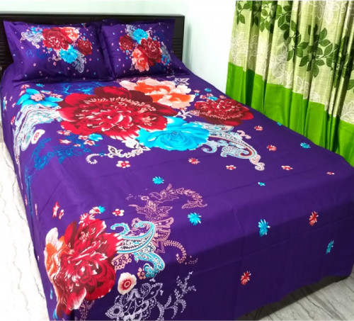 Blue Color Pure Cotton Double Size Bed Sheet
