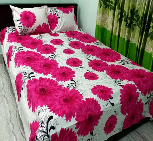 Classical Flower Print Double Size Cotton Bed Sheet