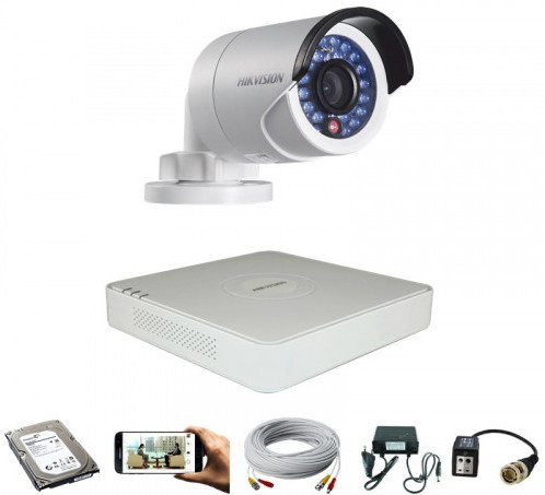 CCTV Package Hikvision 4 Channel DVR 1 Pcs Full HD Camera