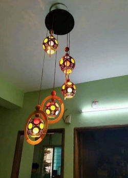 Wooden Hanging Light Lamp of Coconut Shell