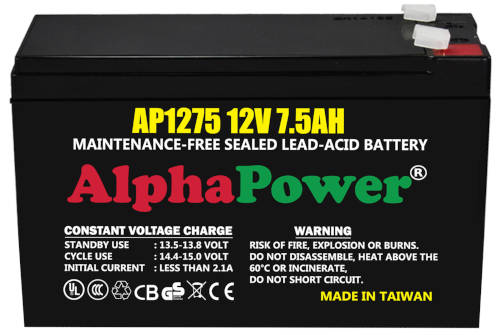 AlphaPower AP1275 12V 7.5AH UPS Battery