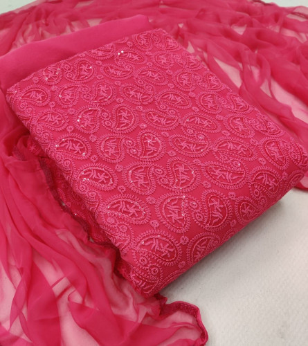 Unstitched Pink Color Salwar Kameez
