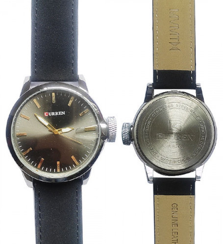 Curren 8208 Leather Strap Band Quartz Black Wrist Watch