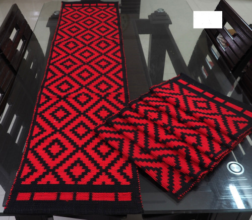 Dining Table Runner with 6 Pieces Mat