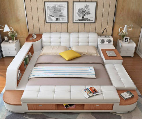 Leather Bed with Trendy Design