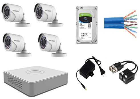 CCTV Package 2MP 4-Pcs Camera 4-CH Hikvision DVR 500GB HDD