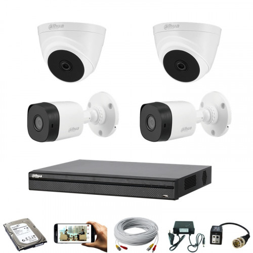 CCTV Package Dahua XVR 4-CH 4-Pcs 2MP Camera