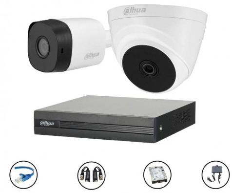 CC TV Package 4-CH Dahua XVR 2-Pcs Camera 500GB HDD