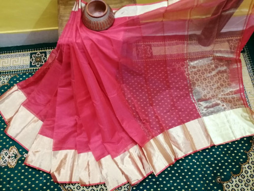 Block Design Half Silk Saree