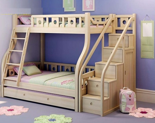 Wooden Bunk Bed with Two Stairs JFW225