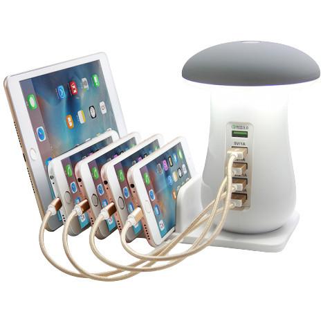 5-USB Port Mushroom Lamp Dock Charger