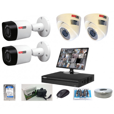 Live View 4-Pcs with 17" LED Monitor CCTV Package