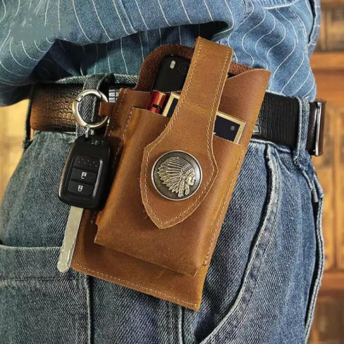 Multifunctional Leather Mobile Phone Belt Bag