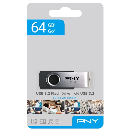 PNY Turbo Attache R 64GB USB 3.2 Flash Drive